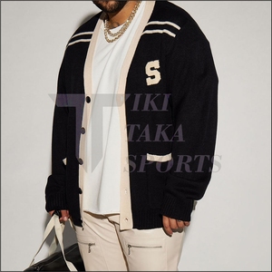 Suéter Deportivo Tiki Taka para Hombre, Cuello en V, Transpirable, Lana/Nailon, Personalizado, Estilo Varsity, Chenille, Cardigan Informal de Invierno, con Parches y Encaje - Product Image 5
