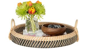 Round Rattan Serving <b>Tray</b> for <b>Breakfast</b> Home Decor Natural Handwoven Basket <b>Tray</b> - Product Image 4