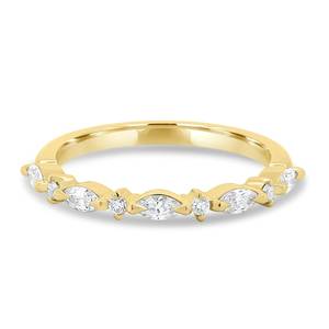 Anillo minimalista de eternidad con diamantes marquise y redondos, de oro macizo de 14K, diamantes cultivados en laboratorio, joyería para ella, para cumpleaños, aniversario o fiesta. - Product Image 4