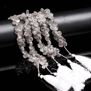 Cuentas de cuarzo natural talladas a mano, cuentas de piedras preciosas talladas a mano, cuentas de cuarzo con puntos perforados lateralmente para la fabricación de joyería DIY, 9 mm, 10 mm - Product Image 1