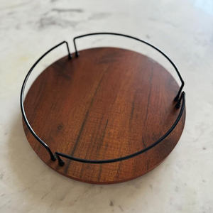 Aaliyan Impex Premium Handmade Round Modern Floral Wooden Food <b>Tray</b> Smooth Polished Surface for Breakfast <b>Dinner</b> Party Snacks - Product Image 6
