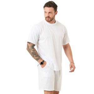 Ensemble de plage décontracté 2 pièces pour homme OEM, manches courtes, en coton respirant, idéal pour le jogging et les activités de plein air - Product Image 5