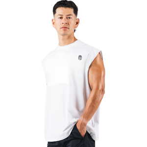 Débardeur blanc vintage pour homme, coupe oversize, sans manches, pour la gym, la musculation et le fitness, OEM en gros - Product Image 3