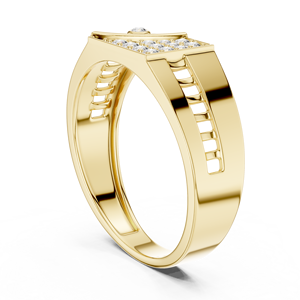Bague pour homme en or jaune 18 carats plaqué rhodium, sertie de diamants de laboratoire taillés géométriquement modernes, idéale pour mariage, fiançailles, soirée ou bureau. - Product Image 3