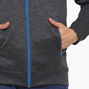 Sudadera Gris con Cierre para Hombre, Corte Regular, Color Sólido, Tejido de Punto, Informal, para Otoño, Transpirable, Diseño de Cuello Redondo - Product Image 2