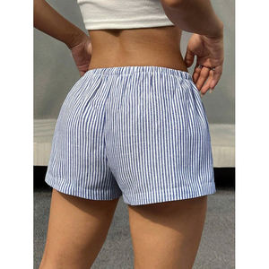 Pantalones Cortos Casuales de Mujer a Rayas con Cordón Elástico, Diseño Holgado de Verano, Novedad para el Hogar - Product Image 6