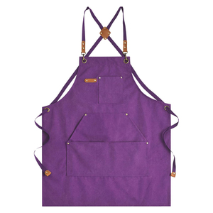 Nouvel Tablier Unisexe en Toile Violette 2026 avec Bretelles Croisées et Poches pour Restaurants, Barmans et Employés de Service – OEM - Product Image 1