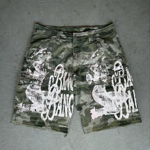 Shorts cargo en jean délavé pour homme OEM, qualité supérieure, denim camouflage, impression numérique personnalisée, streetwear pour l'été - Product Image 1