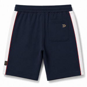 Shorts Bermuda Homme Bleu Marine à Cordon de Serrage avec Bandes Latérales Blanches et Logo – Collection Décontractée 2026 (Vente en Gros) - Product Image 2