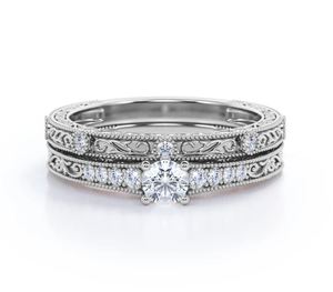 Moissanite Diamond Bridal Set 0.75 Carat Cut Claw Setting <b>925</b> <b>Silver</b> Gold Plated Engagement <b>Ring</b> Vintage Wedding <b>Ring</b> - Product Image 1