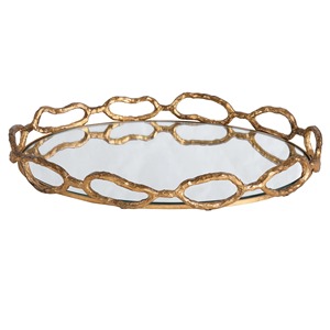 Bandeja Decorativa Ovalada Chapada en Oro con Diseño Floral, Organizador de Baño, Almacenamiento de Cosméticos, Diseño Moderno para Decoración del Hogar - Product Image 6