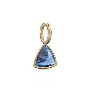 Colgante de Oro Sólido Amarillo de 14k con Zafiro Azul de 5mm, Engaste para Joyería / Piedra de Nacimiento de Septiembre / Gema Azul con Corte Trillón - Product Image 5