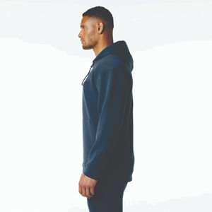 Survêtement à capuche bleu foncé pour homme, manches longues, décontracté, pour l'automne, avec poches latérales, coupe classique, couleur unie, 100% polyester - Product Image 6