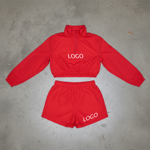 Custom Winter Women's 2-Piece Windbreaker Shorts Set Tracksuit Streetwear <b>Crop</b> <b>Jacket</b> - Product Image 2