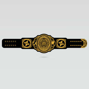 Ceinture de champion de lutte intercontinental, sangle noire, plaques métalliques en laiton et zinc doré sur quatre côtés, personnalisable, détails complexes - Product Image 1