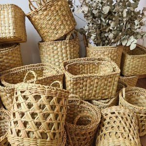 Customizable Luxury Water Hyacinth <b>Baskets</b> with Handles-Eco-Friendly Decorative Storage for Home Gardens Lightweight & Durable - Product Image 1