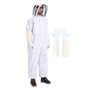 Combinaison d'apiculture blanche avec voile rond réfléchissant, manches en polyester respirant, coupe ample pour un niveau de protection D - Product Image 1