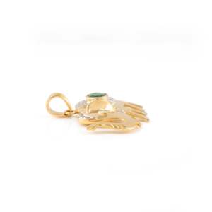 14K Yellow Gold Majestic Elephant <b>Pendant</b> with Natural <b>Emerald</b> and Diamond - Product Image 5