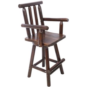 Taburete de Bar Rústico de Madera de Abeto con Reposabrazos Anchos y Reposapiés, Silla Alta de Bistró para Comedor, Cocina o Bar - Product Image 2