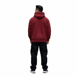 เสื้อฮู้ดดี้ผ้าฟลีซคุณภาพสูง สไตล์สตรีทแวร์ ตกแต่งเพชรเม็ดใหญ่พิเศษ ล้างสีแบบแอซิดวอช ผ้าฝ้าย 100% ใส่สบาย แห้งเร็ว - Product Image 3