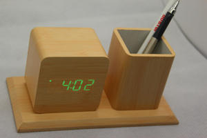 Electric Electronic Bamboo Wooden <b>LED</b> Digital Alarm <b>Clock</b> Snooze Function Modern Design for Bedroom Room Living Room Indoor - Product Image 6
