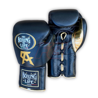 Guantes de Boxeo de Cuero Vacuno de Alta Calidad, Sin Boxeo No Hay Vida, para Entrenamiento y Sparring, con Cierre de Cordones, Absorben la Humedad