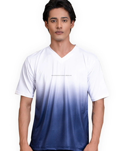 Camiseta de Manga Corta con Cuello en V para Hombre, 100% Algodón Transpirable, Corte Regular, Nuevo Diseño Personalizado con Sublimación, Letras Tejidas Impresas - Product Image 1