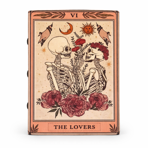 The Lovers Tarot Journal Leather Hardcover <b>Diary</b> with Vintage Design Metal Clasp Sewing Binding in Peach - Product Image 2