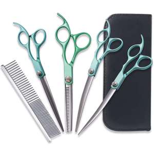 Wholesale Pet Grooming <b>Scissors</b> Set Steel 4 in 1 <b>Dog</b> Cat Hair Thinning Curved Shears Kit - Product Image 2