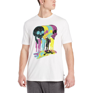 T-shirt blanc à col rond et manches courtes pour homme, coupe classique, couleur unie, en jersey de coton tricoté, design uni - Product Image 1