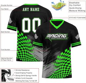 เสื้อแข่งรถแบบกำหนดเอง ลายเปลวไฟและลายตารางหมากรุก แขนสั้น สำหรับมอเตอร์ครอส พาวเวอร์สปอร์ต สำหรับผู้ชาย ผู้หญิง และเยาวชน - Product Image 5