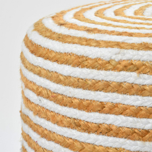 Pouf rond tressé à la main avec pieds en bois massif et jute naturel, repose-pieds moderne style bohème, siège décoratif pour salon et chambre. - Product Image 5