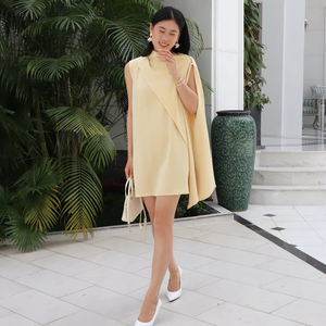 Vestido de seda sin mangas con cuello redondo, estilo casual sencillo, cintura holgada, minimalista, transpirable, largo hasta la rodilla, para uso diario de verano, OEM ODM Vietnam - Product Image 1