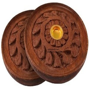 Durable Vintage Style Wooden Round Hand Carved <b>Incense</b> <b>Sticks</b> <b>Holders</b>/Burners <b>For</b> Religious Use Wholesale From India - Product Image 2