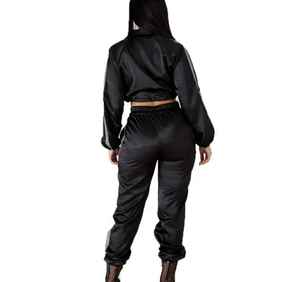 2026 Custom Made Unisex Crop Hooded Windbreaker Tracksuit Long Sleeve Windbreaker <b>Reflective</b> Nylon Printed Plus Size For Women - Product Image 3