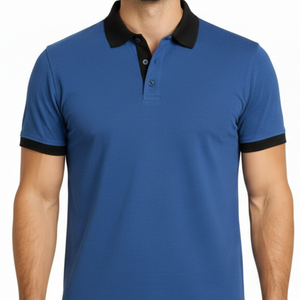 Polo homme bleu royal best-seller, col contrastant noir, coupe slim, manches courtes, décontracté, pour le golf - Product Image 2