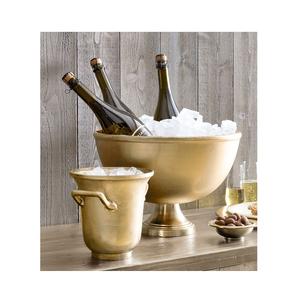 Ensemble de 2 seaux à glace en aluminium métallique de luxe, finition antique, pour la décoration de table à la maison ou à l'hôtel - Product Image 3