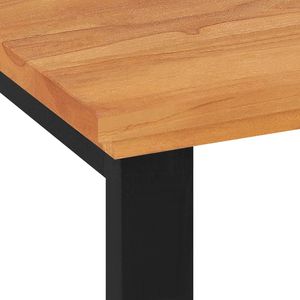Bureau en bois de teck moyen, noir massif avec finition naturelle, élégant bureau informatique - Product Image 6