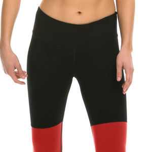 Leggings de yoga de haute qualité, color-blocks noir et rouge, en spandex et polyester, extensibles dans les quatre sens, avec taille élastique - Product Image 3