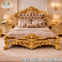 Ensemble de chambre à coucher de luxe turc sur mesure en bois de teck moderne avec armoire, commode et lit double à dossier haut, sculpté en feuille, hauteur réglable