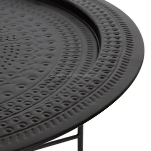 Mesa Redonda de Aluminio Martillado de Lujo Moderna, Diseño Ecológico Hecho a Mano, Decoración para el Hogar, Sala de Estar, Zahid Exports - Product Image 5