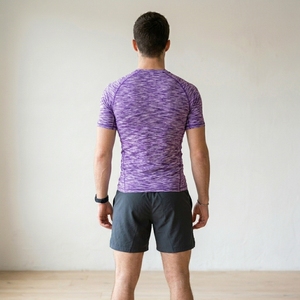 T-shirt de compression à manches courtes pour homme, motif géométrique, séchage rapide, coupe sportive, col rond, haut de performance athlétique - Product Image 2