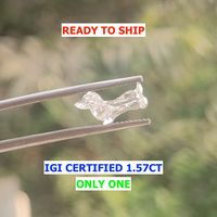 Stonewels Diamant CVD de laboratoire 1,57 ct, certifié IGI, taille fantaisie, en forme de chien Teckel, diamant non monté, expédition immédiate, pendentif personnalisé, cadeau commémoratif pour animal de compagnie