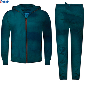 Top Trend Men Clothe Outfit Men's Blue Hooded Tracksuit <b>Set</b> Full Zipper Casual Sweatshirt and Pants Solid Color Breathable - Product Image 4