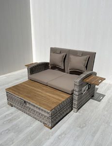 DS00054 Bahia Modern Villa <b>Outdoor</b> Furniture Infinitely Adjustable Steel Teak Wood Non-Foldable Polyester Cushion Sun Lounger - Product Image 2