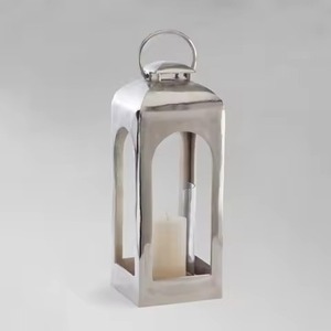 <b>Silver</b> Metal <b>Lantern</b> Decorative Candle Holder Home Garden Wedding Event Restaurant Hotel Patio Outdoor Decor - Product Image 1