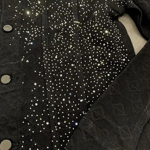 Veste respirante en toile fine de coton uni avec strass pour homme, style urbain tendance, collection hiver, très demandée - Product Image 5