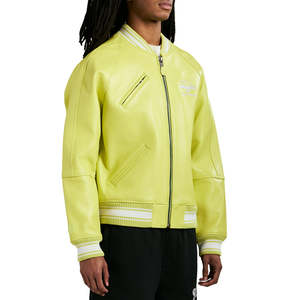 Vestes en cuir pour femmes American Avirex, cuir véritable, broderie de haute qualité, veste courte à lettres, veste varsity en cuir d'agneau européen - Product Image 5