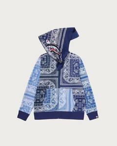 เสื้อฮู้ดซิปแบบยูนิเซ็กซ์ สีน้ำเงิน ลายพิมพ์เพสลีย์ ทรงปกติ สวมใส่สบาย ผลิตจากผ้าฝ้ายถัก ป้องกันการเป็นขุย แขนเสื้อแบบแร็กแลน น้ำหนัก 360 กรัม เหมาะสำหรับฤดูหนาว - Product Image 2