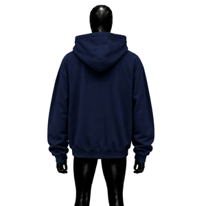 เสื้อฮู้ดดี้สีน้ำเงินกรมท่าพรีเมียม ทรงโอเวอร์ไซส์ แบบซิป Unisex สตรีทแวร์  ทรงหลวม ซิปยาวเต็มตัว รับสกรีนโลโก้ ขายส่ง - Product Image 2